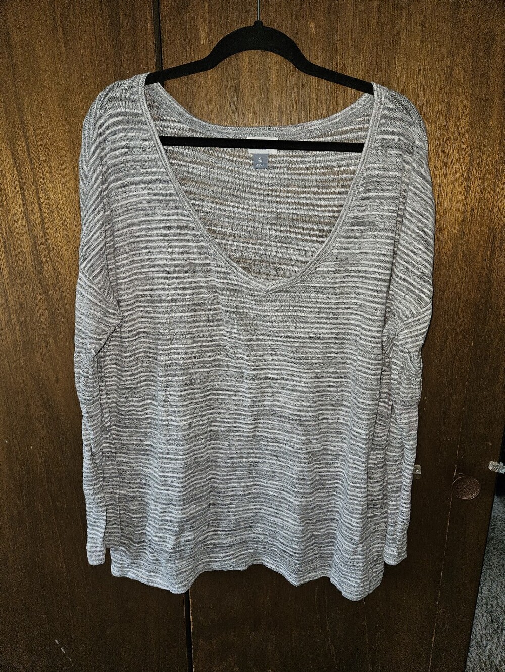 Old Navy Lightweight Swing Sweater Top Gray Stripe - XL